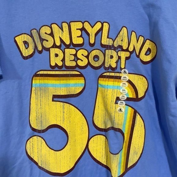 Disneyland Resort 55 Blue Retro Print T-Shirt NWT XXL - Picture 2 of 6